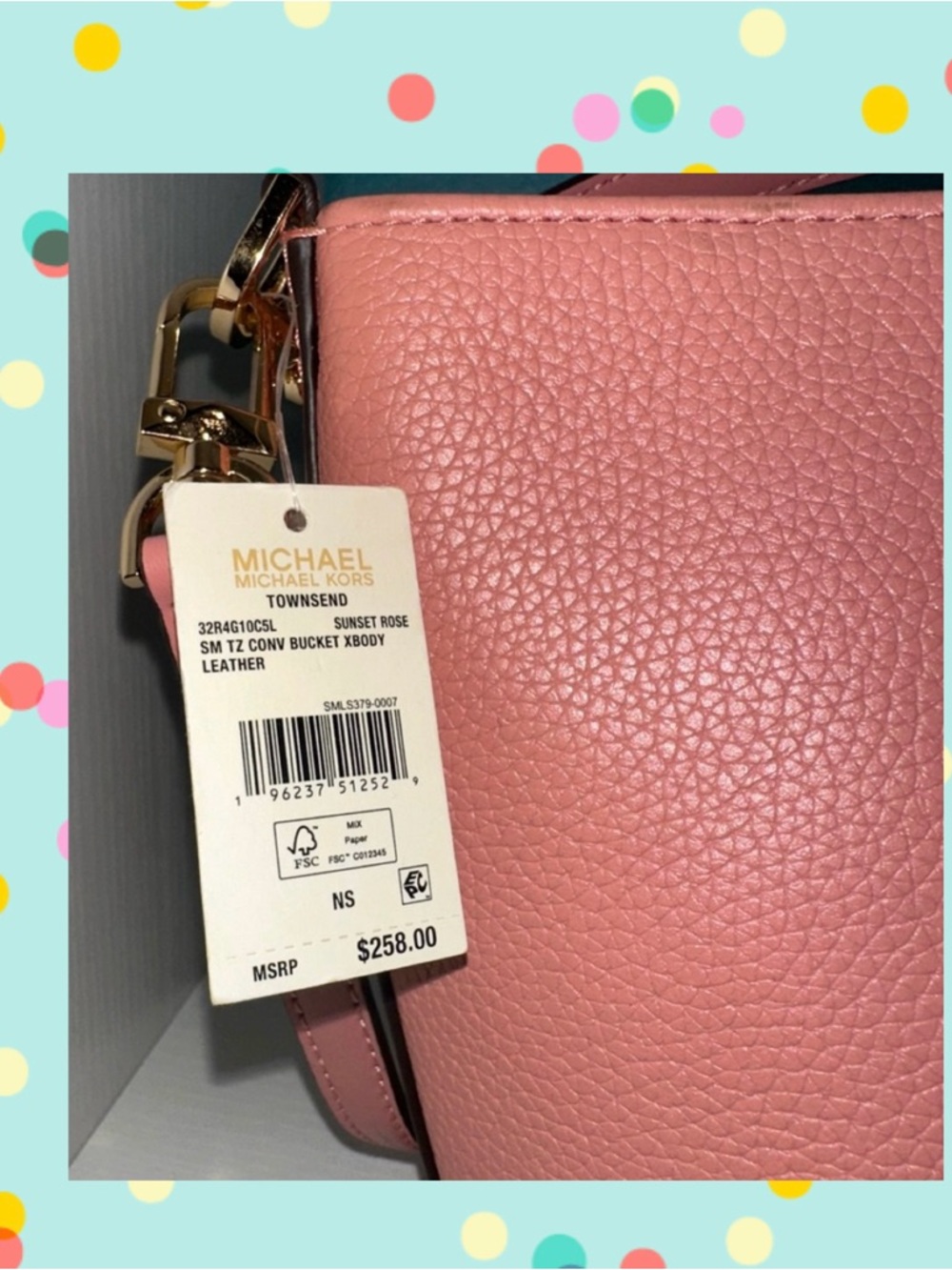 Michael Kors Pink Pebbled Leather Hobo Bucket Bag - Picture 4 of 4